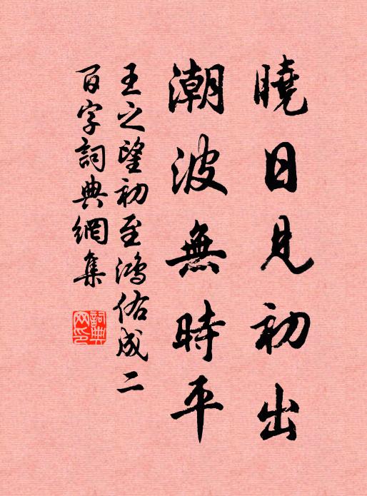 王之望晓日见初出，潮波无时平书法作品欣赏