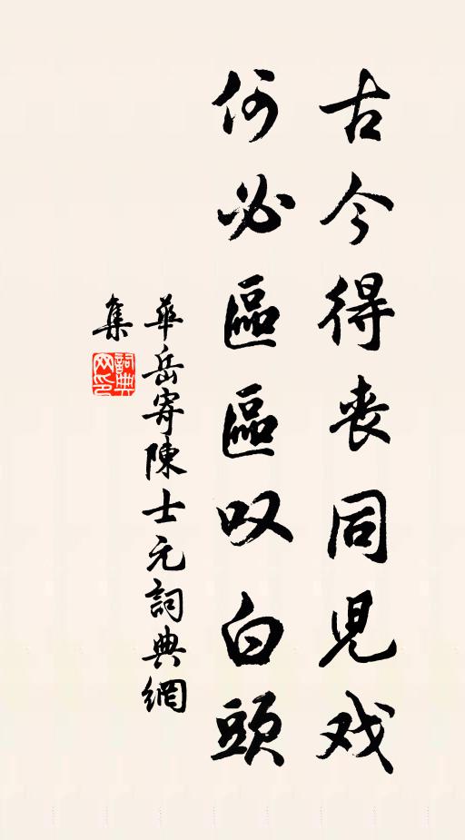 华岳古今得丧同儿戏，何必区区叹白头书法作品欣赏