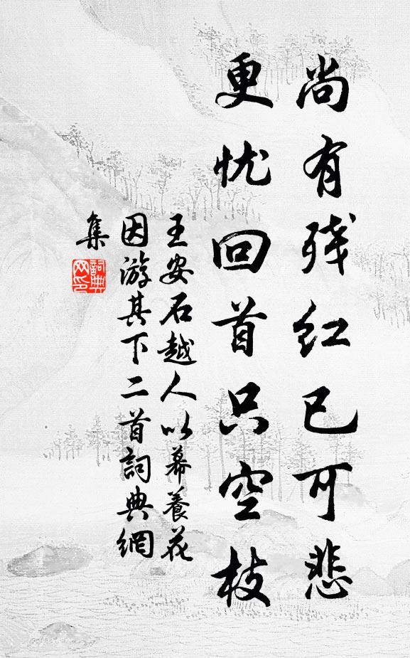 王安石尚有残红已可悲，更忧回首只空枝书法作品欣赏