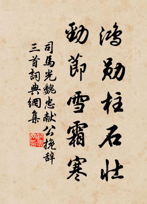 司马光鸿勋柱石壮，劲节雪霜寒书法作品欣赏