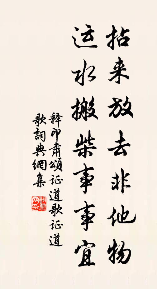 释印肃拈来放去非他物，运水搬柴事事宜书法作品欣赏