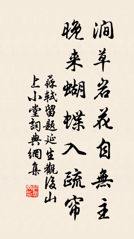 苏轼涧草岩花自无主，晚来蝴蝶入疏帘书法作品欣赏