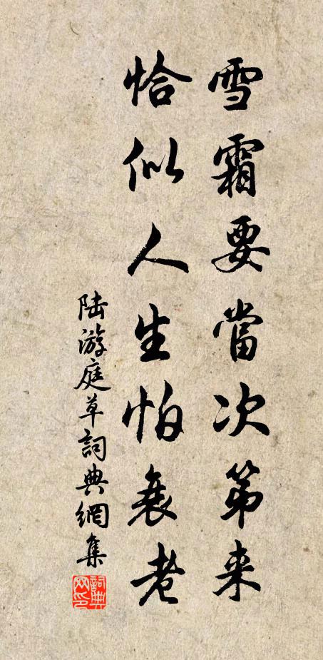 陆游雪霜要当次第来，恰似人生怕衰老书法作品欣赏