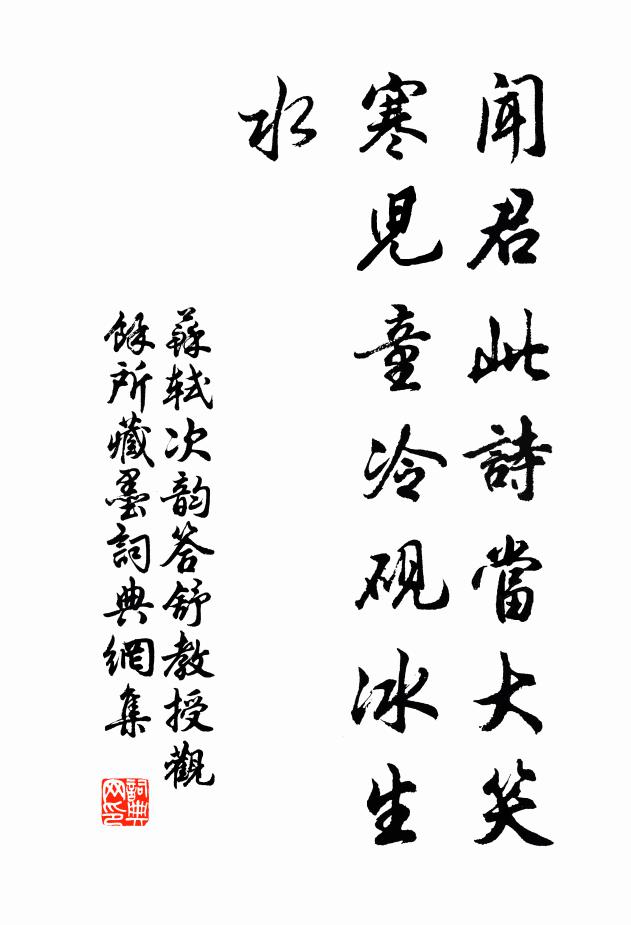 苏轼闻君此诗当大笑，寒儿童冷砚冰生水书法作品欣赏