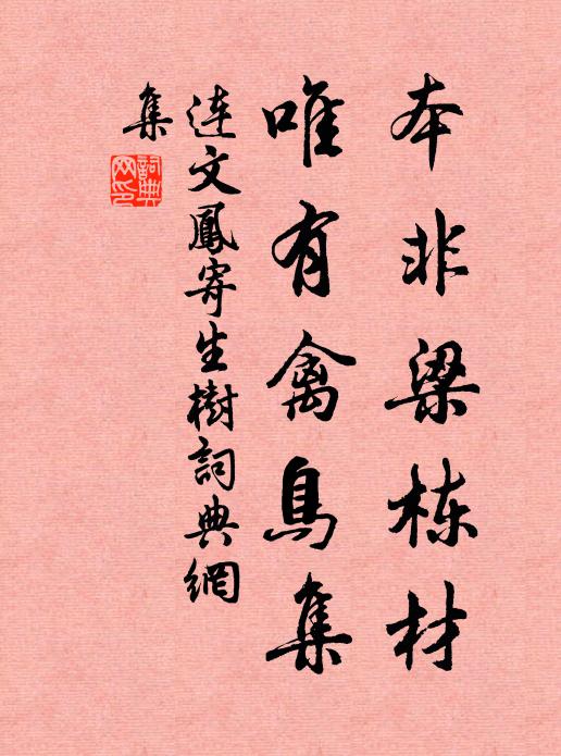 连文凤本非梁栋材，唯有禽鸟集书法作品欣赏