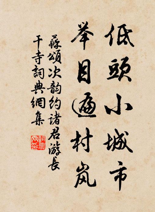 苏颂低头小城市，举目遍村岚书法作品欣赏