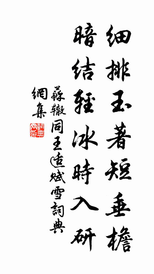 苏辙细排玉著短垂檐，暗结轻冰时入研书法作品欣赏