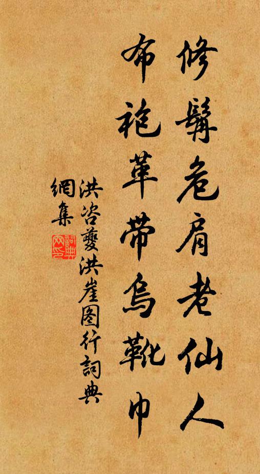 洪咨夔修髯危肩老仙人，布袍革带乌靴巾书法作品欣赏