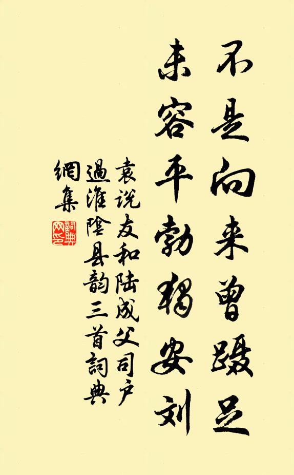 袁说友不是向来曾蹑足，未容平勃独安刘书法作品欣赏