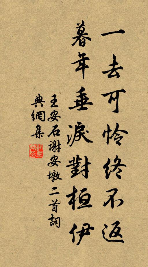王安石一去可怜终不返，暮年垂泪对桓伊书法作品欣赏