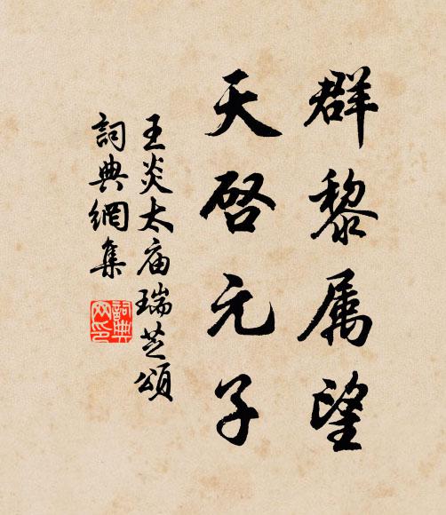 王炎群黎属望，天启元子书法作品欣赏