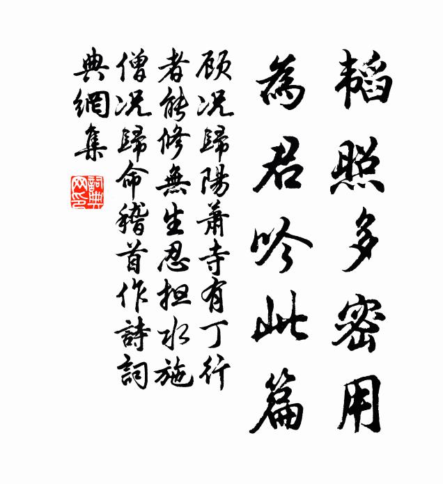 顾况韬照多密用，为君吟此篇书法作品欣赏