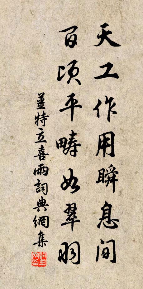 姜特立天工作用瞬息间，百顷平畴如翠羽书法作品欣赏
