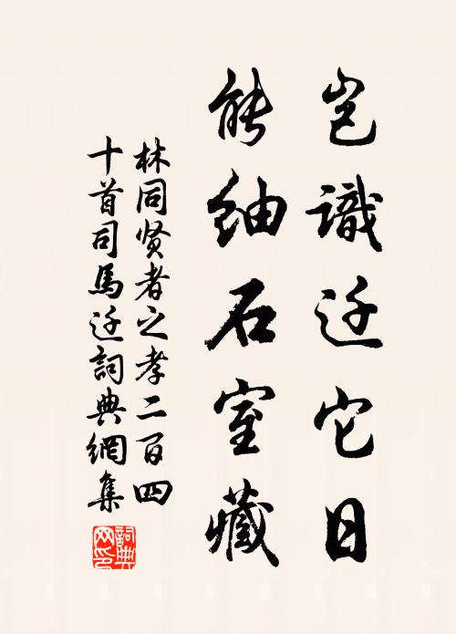 林同岂识迁它日，能紬石室藏书法作品欣赏
