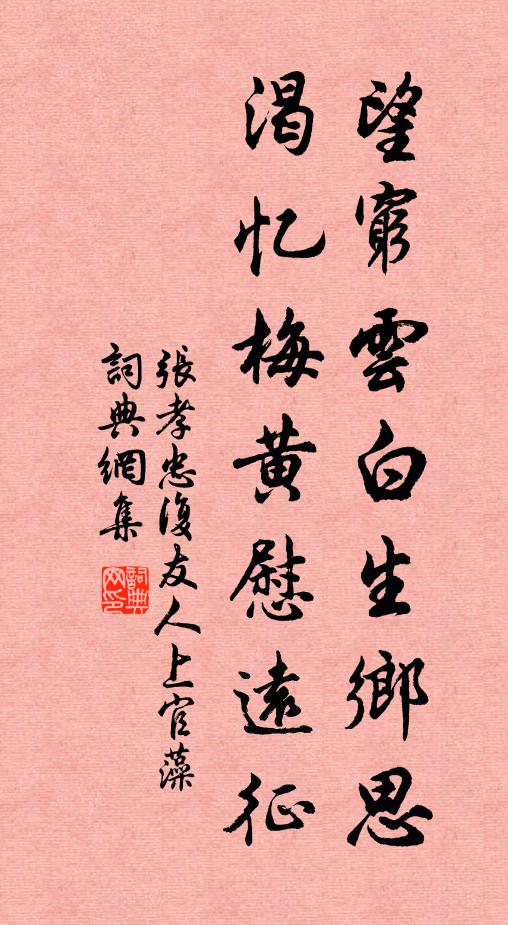 张孝忠望穷云白生乡思，渴忆梅黄慰远征书法作品欣赏