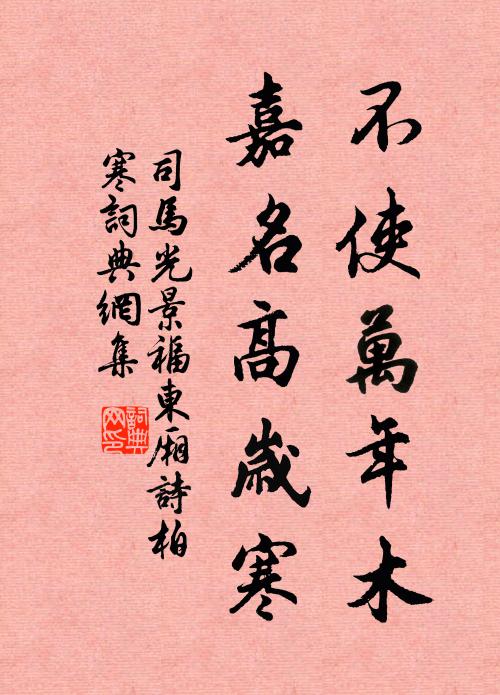 司马光不使万年木，嘉名高岁寒书法作品欣赏