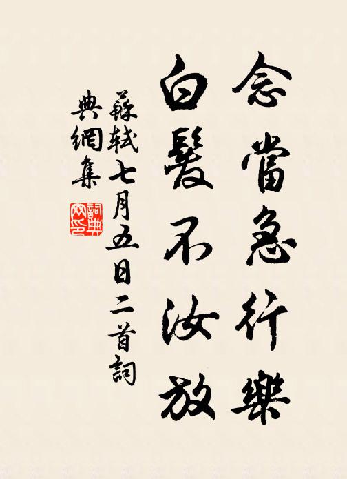 苏轼念当急行乐，白发不汝放书法作品欣赏