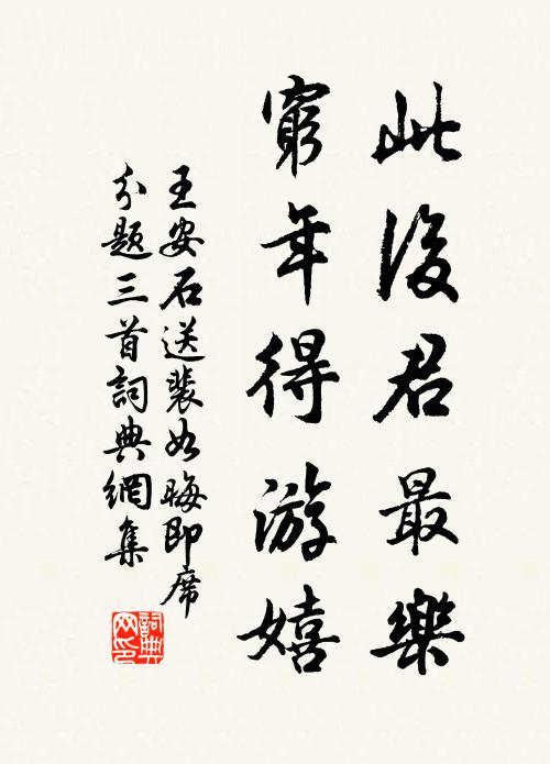 王安石此后君最乐，穷年得游嬉书法作品欣赏