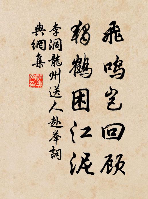 李洞飞鸣岂回顾，独鹤困江泥书法作品欣赏