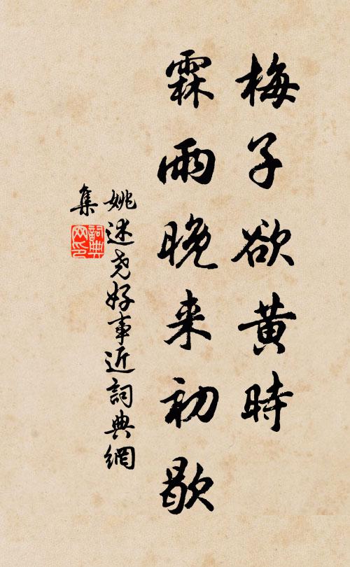 姚述尧梅子欲黄时，霖雨晚来初歇书法作品欣赏