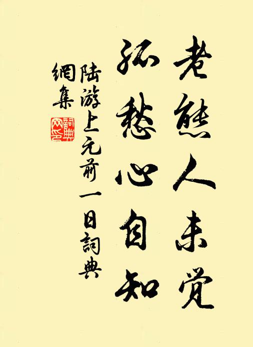 陆游老态人未觉，孤愁心自知书法作品欣赏