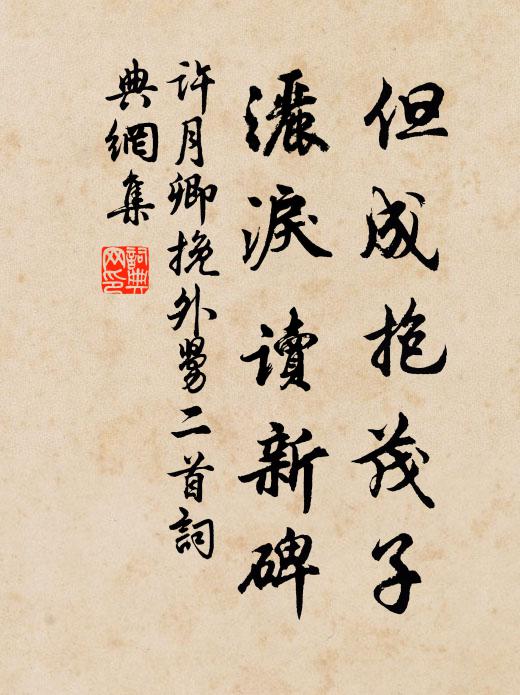 许月卿但成抱茂子，洒泪读新碑书法作品欣赏
