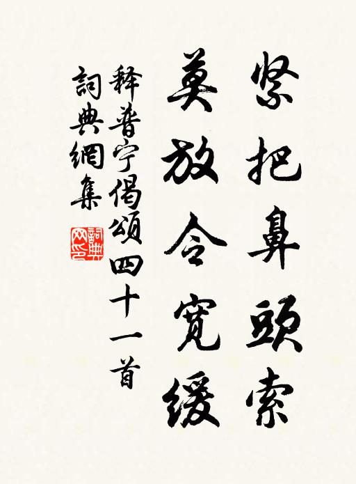 释普宁紧把鼻头索，莫放令宽缓书法作品欣赏