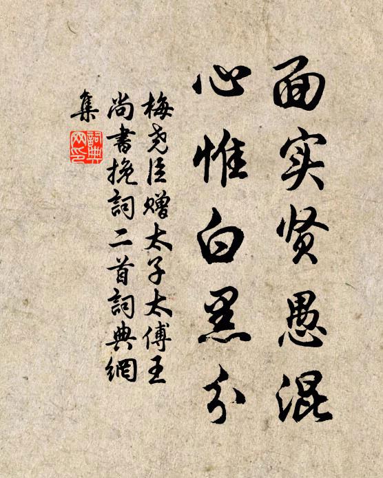 梅尧臣面实贤愚混，心惟白黑分书法作品欣赏