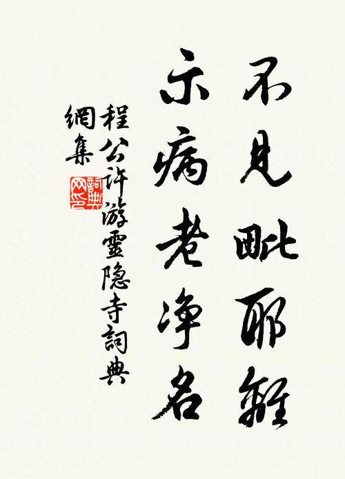 程公许不见毗耶离，示病老净名书法作品欣赏