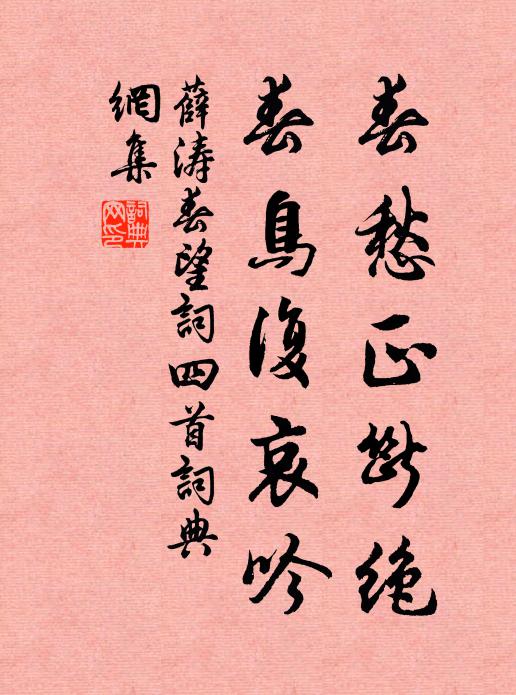 薛涛春愁正断绝，春鸟复哀吟书法作品欣赏