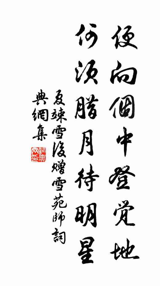 夏竦便向个中登觉地，何须腊月待明星书法作品欣赏