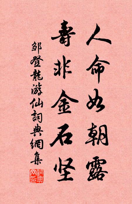 邹登龙人命如朝露，寿非金石坚书法作品欣赏