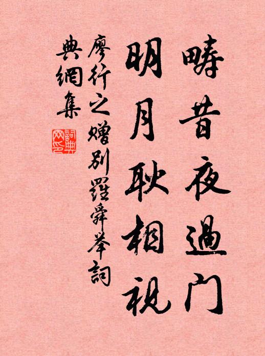 廖行之畴昔夜过门，明月耿相视书法作品欣赏