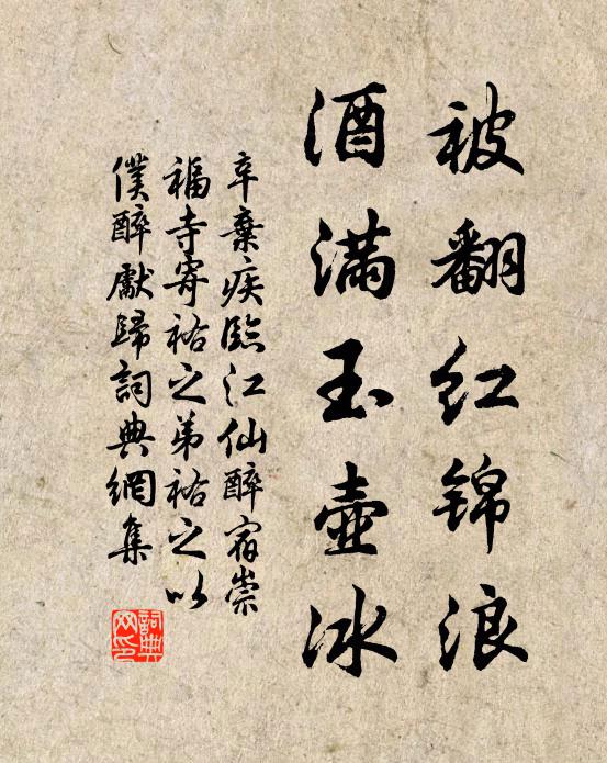辛弃疾被翻红锦浪，酒满玉壶冰书法作品欣赏