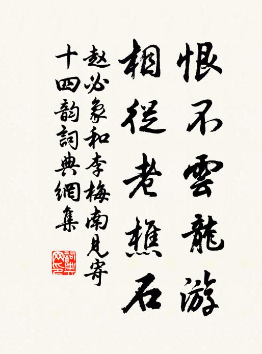 赵必象恨不云龙游，相从老樵石书法作品欣赏