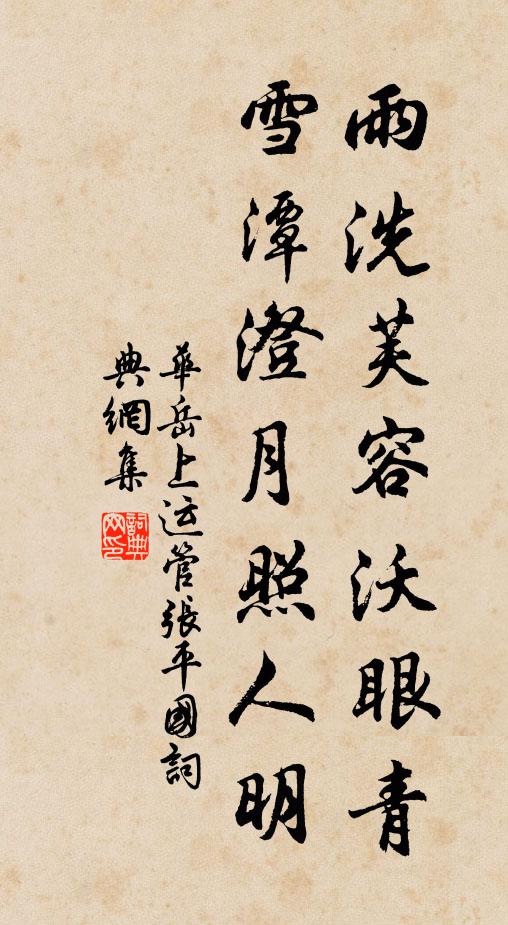华岳雨洗芙容沃眼青，雪潭澄月照人明书法作品欣赏