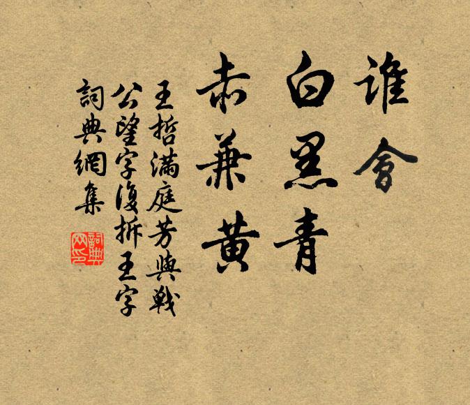王哲谁会、白黑青，赤兼黄书法作品欣赏