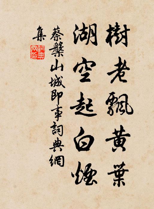 蔡槃树老飘黄叶，湖空起白烟书法作品欣赏
