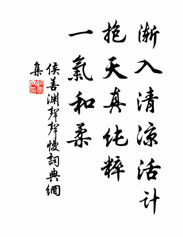 侯善渊渐入清凉活计，抱天真纯粹，一气和柔书法作品欣赏