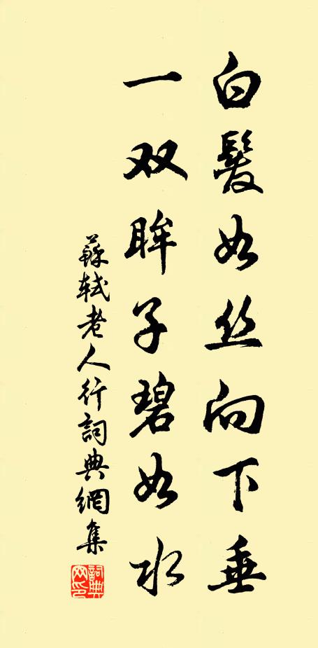 苏轼白发如丝向下垂，一双眸子碧如水书法作品欣赏