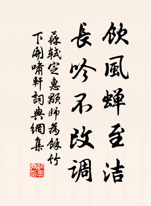 苏轼饮风蝉至洁，长吟不改调书法作品欣赏