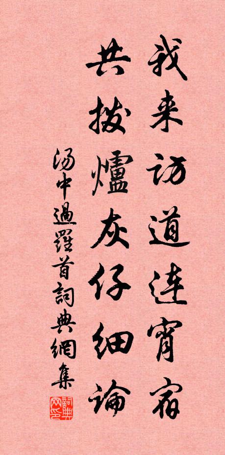 汤中我来访道连宵宿，共拨炉灰仔细论书法作品欣赏