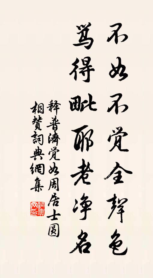 释普济不如不觉全声色，骂得毗耶老净名书法作品欣赏