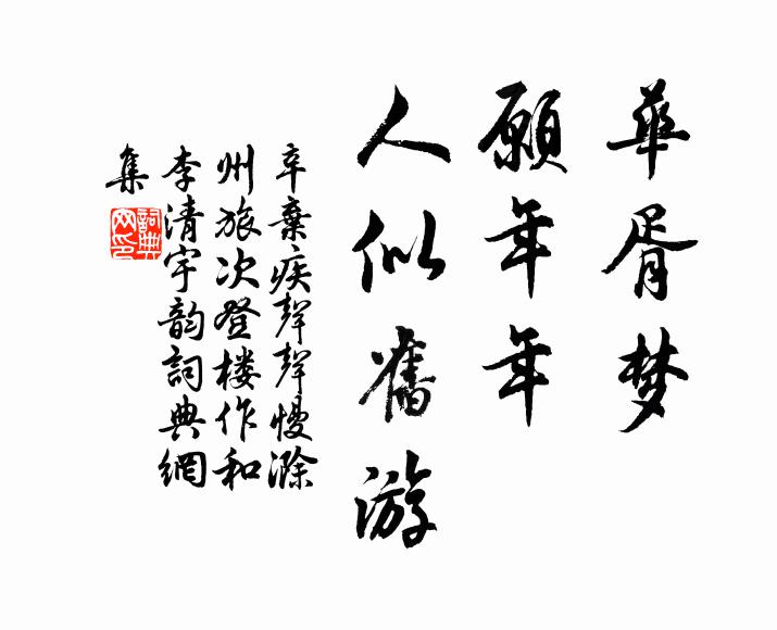 辛弃疾华胥梦，愿年年、人似旧游书法作品欣赏