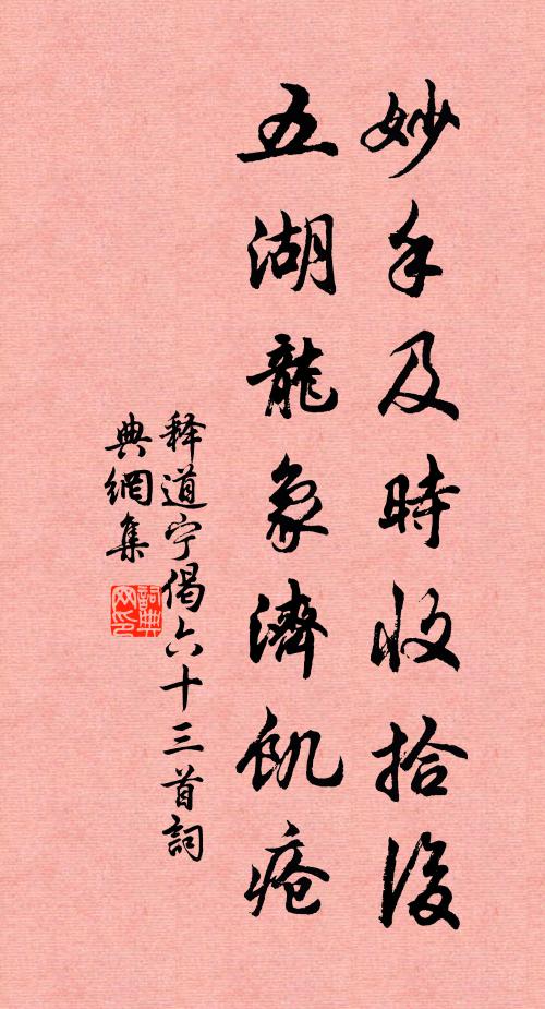 释道宁妙手及时收拾后，五湖龙象济饥疮书法作品欣赏