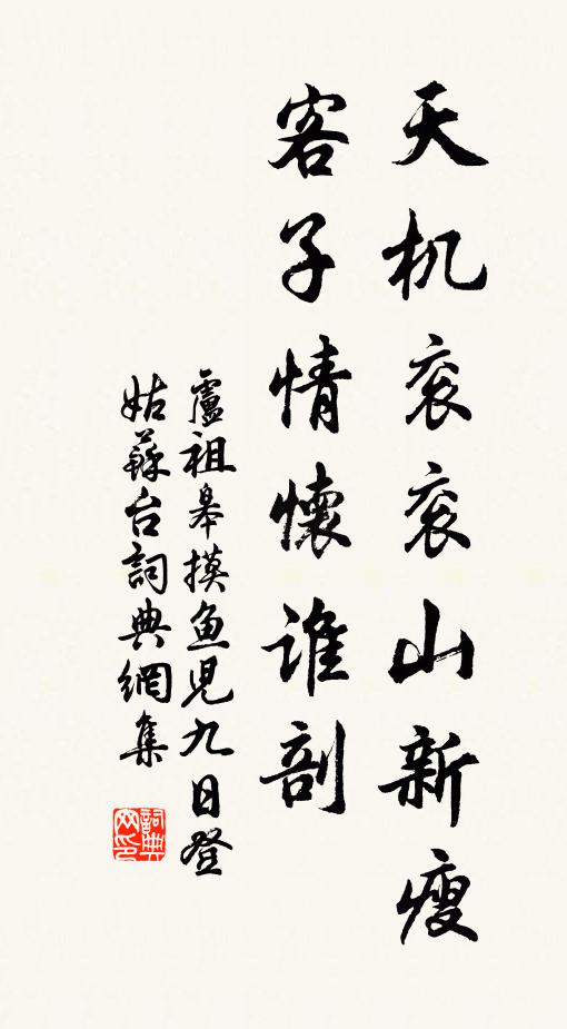 卢祖皋天机衮衮山新瘦，客子情怀谁剖书法作品欣赏
