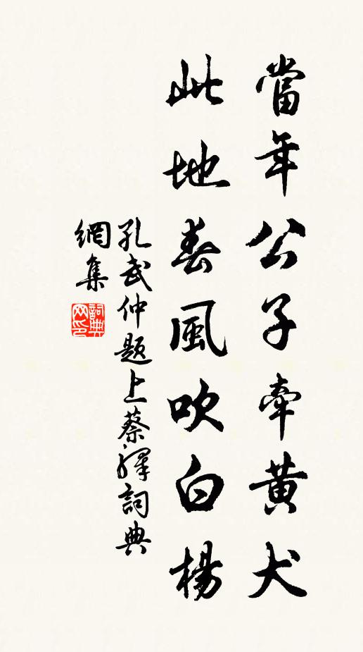 孔武仲当年公子牵黄犬，此地春风吹白杨书法作品欣赏
