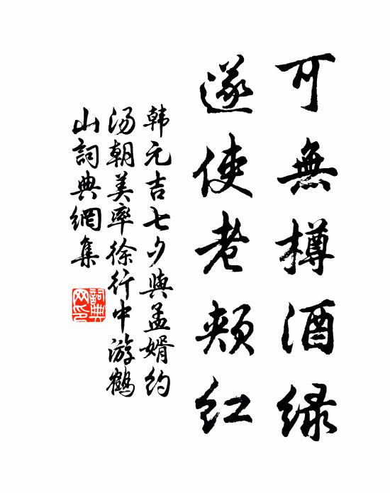 韩元吉可无樽酒绿，遂使老颊红书法作品欣赏