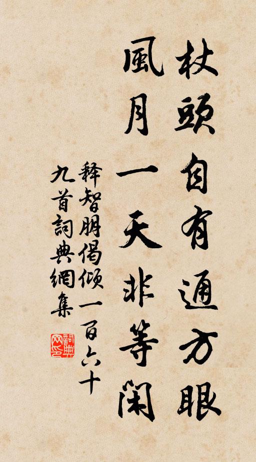 释智朋杖头自有通方眼，风月一天非等闲书法作品欣赏