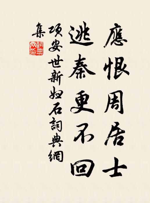 项安世应恨周居士，逃秦更不回书法作品欣赏